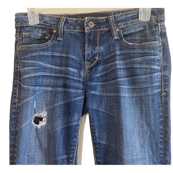 Cult of Individuality Women's 29 (30x33) Bootcut Blue Jeans Mid Rise Distressed - Picture 2 of 16